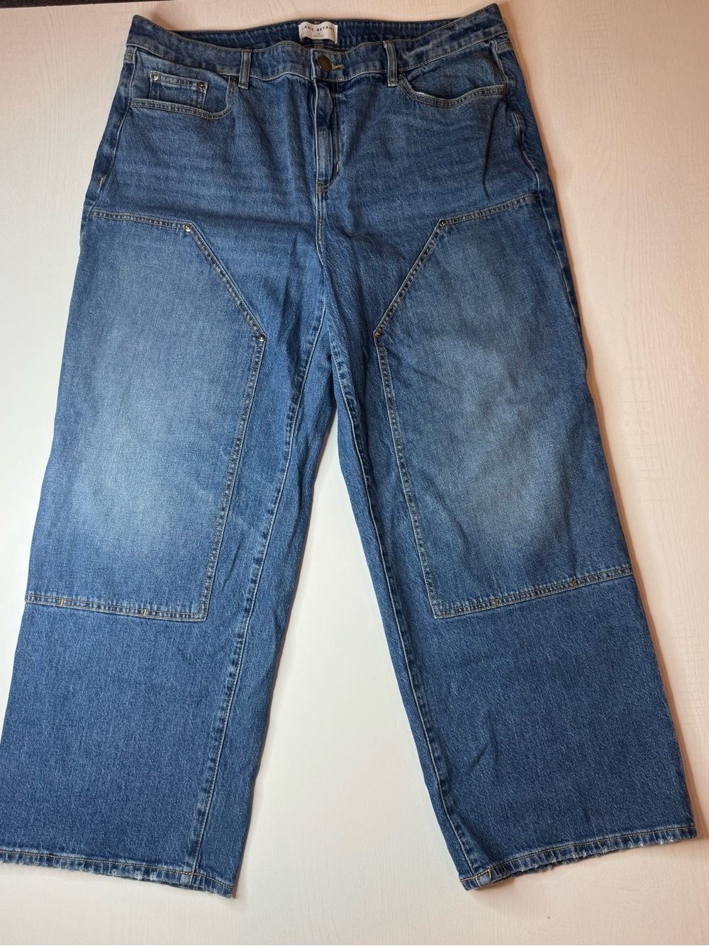 Lane Bryant High Rise Painter Wide Leg Double Knee Jeans 18